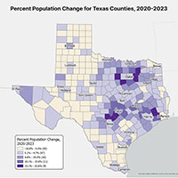 Colored map of Texas.