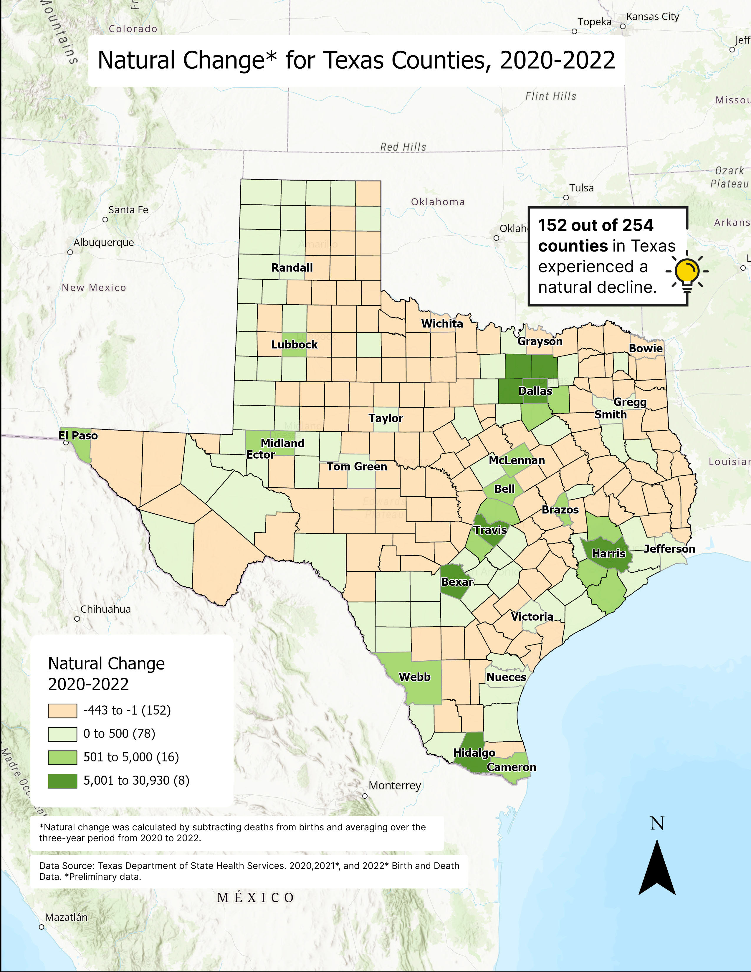 Graph showing Pandemic, Texas Population Growth Ranks High in the U.S.